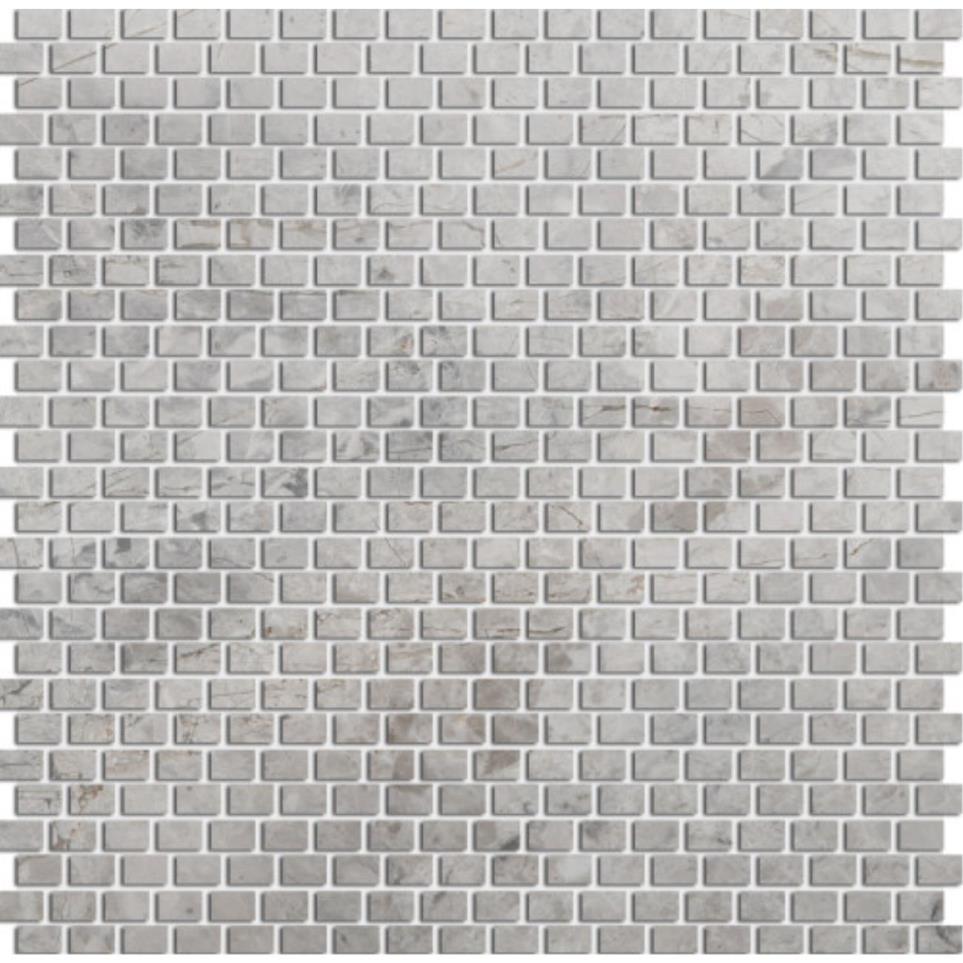 Marble Polished Mini Offset Pattern Mosaic 12X12 by Emser Tile, LLC - Silver
