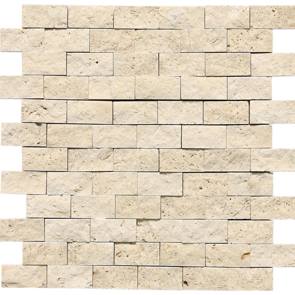 Travertine Brick Joint 1X2 Mm 12X12 Straight Edge Sf by Daltile - Mediterranean Ivory Split Face