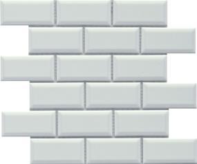 Reward Glossy 2X4 Beveled Offset Mosaic 11X12 - White Swatch