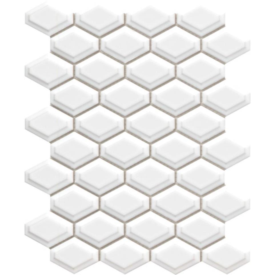 Catch Ice Glossy Beveled Wide Hexagon Mosaic 10X13 by Emser Tile, LLC - Ice
