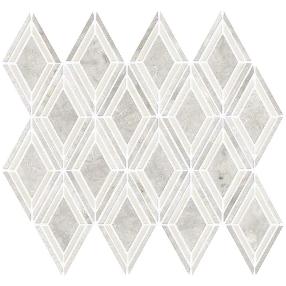 Decorative Accents Argyle 3X4 Mm 12X13 Straight Edge Pl by Daltile - Argyle Blend White Polished