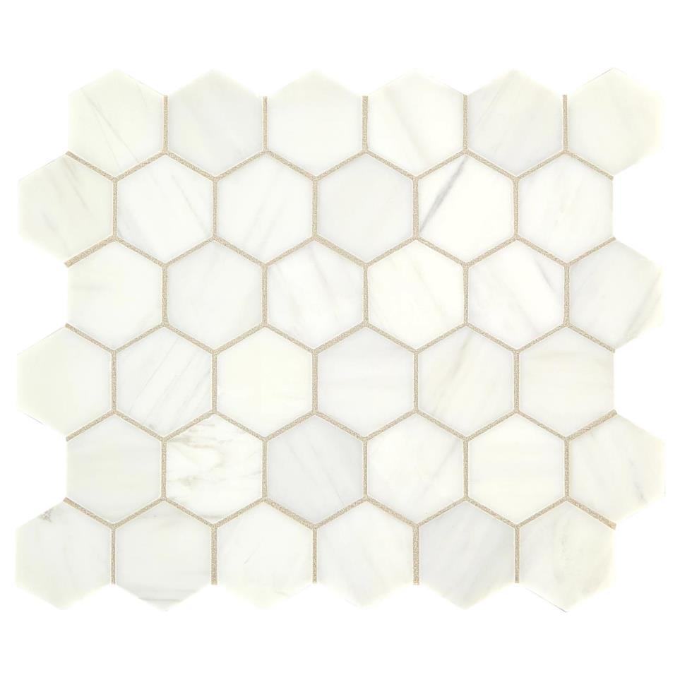 Marble Hexagon 2 Mm 11X12 Straight Edge Hn by Bel Terra - Contempo White Honed