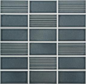 Nagara Glossy Stacked Mosaic 11X11 - Navy Swatch