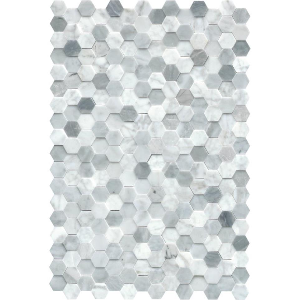 Link Honed 1In Hex Mosaic Mo/12X18 by Emser Tile, LLC - White