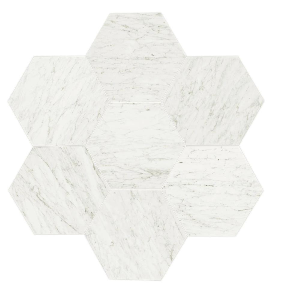Marble Hexagon 6 Mm 10X12 Straight Edge Pl by Bel Terra - Carrara White Polished