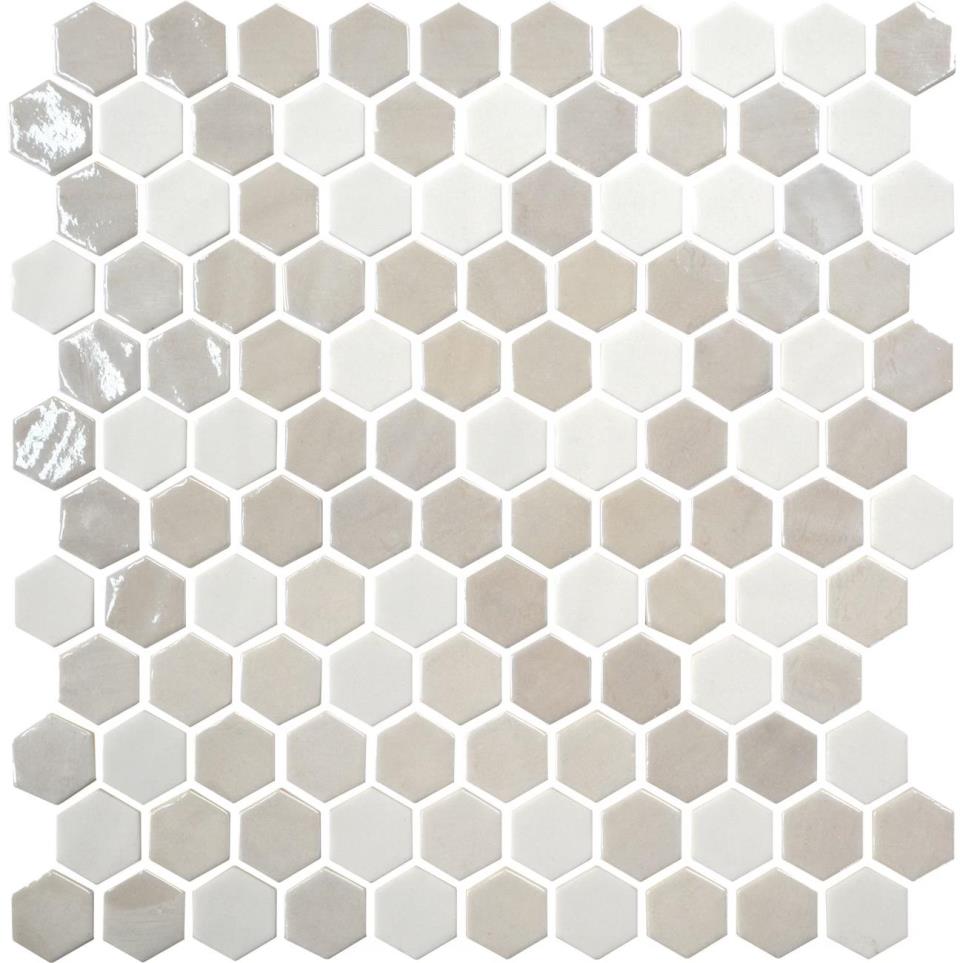 Uptown Glass Hexagon 1 Mm 11X12 Mx by Bel Terra - Alabaster Mixed