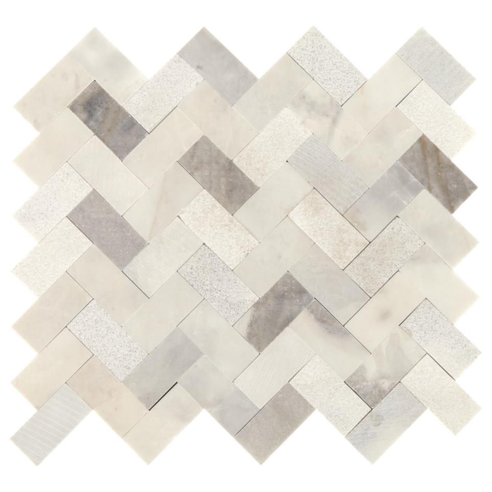 Minute Mosaix Herringbone Mm 12X11 Straight Edge Mx by Bel Terra - Stormy Mist Mix
