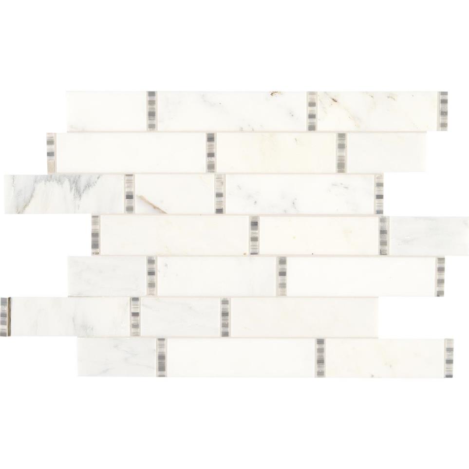 Marble Random Linear 3/8 Mm 12X12 Straight Edge Mx by Bel Terra - First Snow Elegance Mix