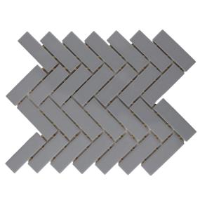 Color Wheel Mosaic Herringbone 1X3 Dm 9X12 Gl Grp2 - Suede Gray Glossy Swatch