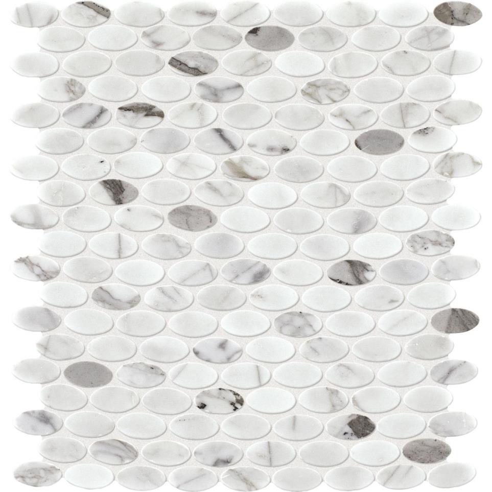 Marble Oval 1 1/2X3/4 Mm 12X13 Straight Edge Pl by Bel Terra - Venetian Calacatta Polished