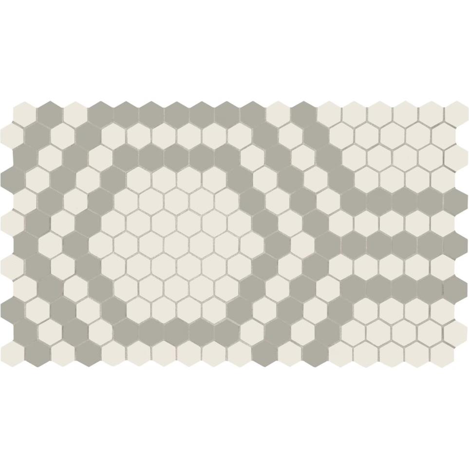 Unglazed Mosaics Hexagon 1X1 Dm 12X21 Mt by Bel Terra - Ice White/Light Smoke Hex Matte