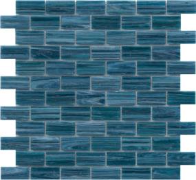 Swirl Glossy Glass 1X2 Offset Mosaic On 12X12