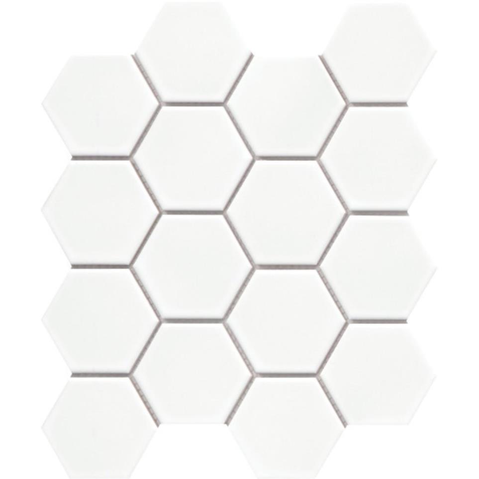 Catch Ice Glossy 3In Hexagon Mosaic 10X12 by Emser Tile, LLC - Ice