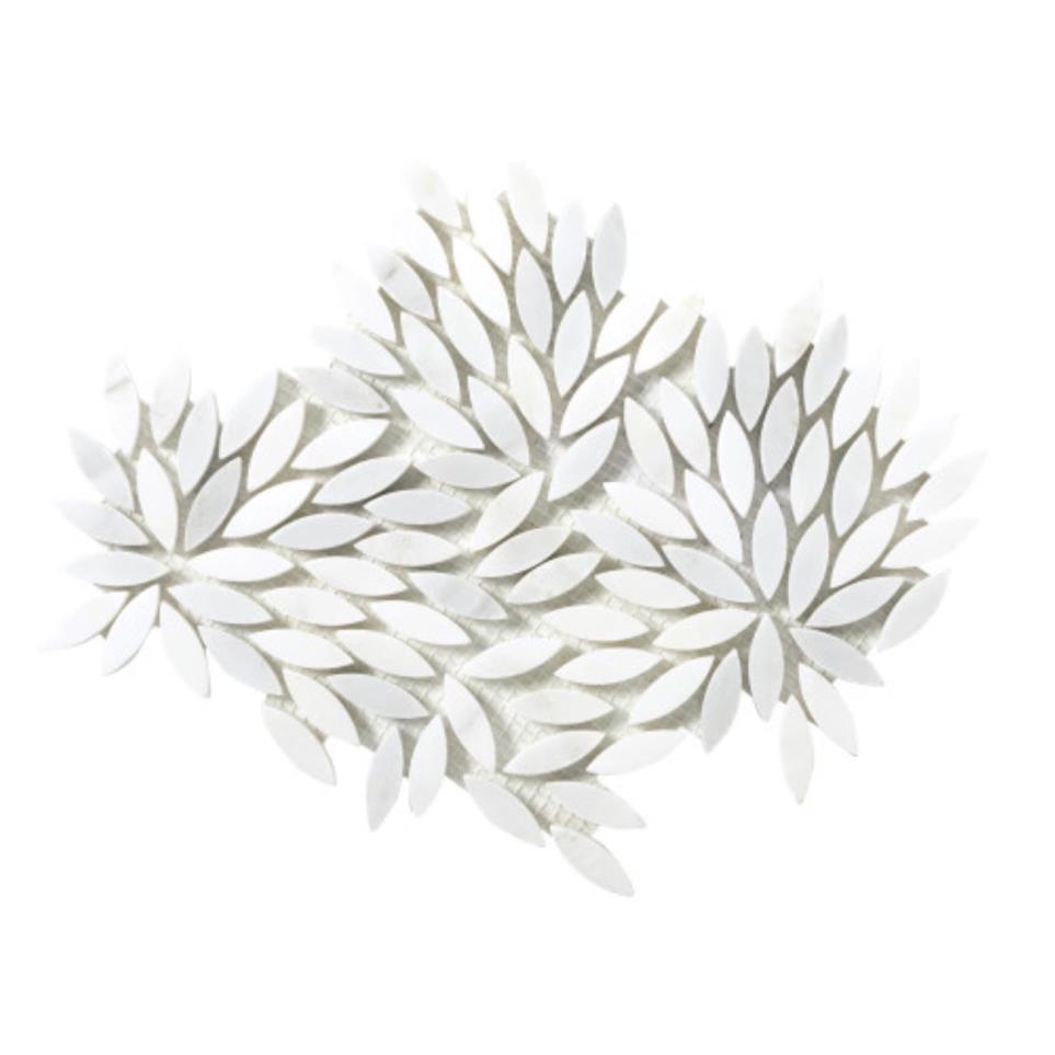 Marble Polished Leaf Mosaic 9X10 by Emser Tile, LLC - Winter Frost