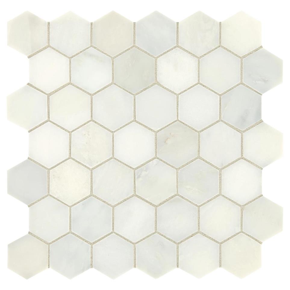 Marble Hexagon 2 Mm 12X12 Straight Edge Hn by Daltile - First Snow Elegance Honed