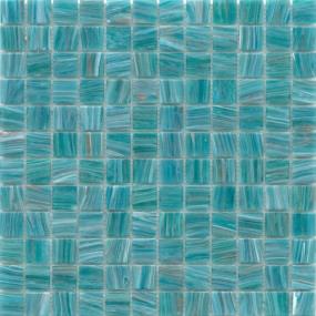 Swirl Glossy Glass 1X1 Mosaic On 12X12 - Teal Swatch
