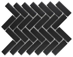 Color Wheel Mosaic Herringbone 1X3 Dm 9X12 Gl Grp2 - Black Glossy Swatch