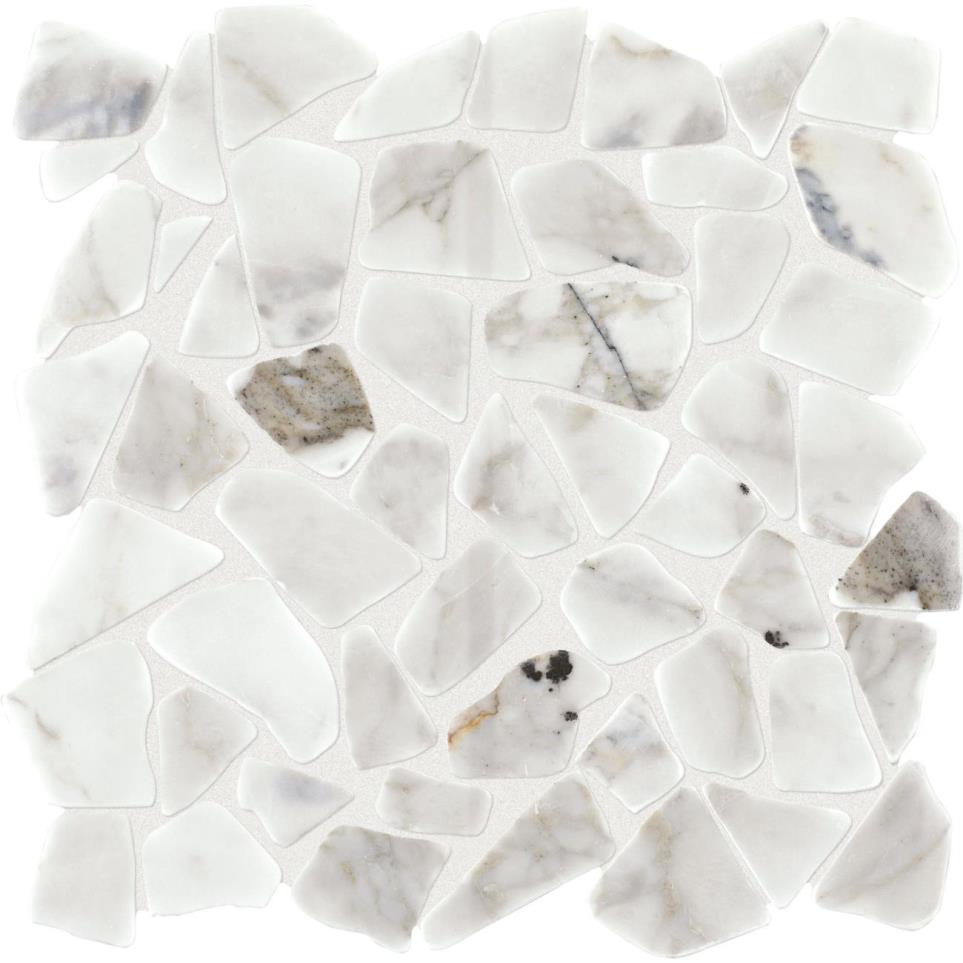 Marble River Pebble Irregular Shape Mm 12X12 Straight Edge Pl by Bel Terra - Venetian Calacatta Polished