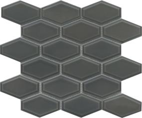Reward Glossy 2X4 Beveled Hex Wide Mosaic 10X11 - Gray Swatch