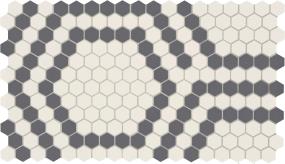 Unglazed Mosaics Hexagon 1X1 Dm 12X21 Mt - Ice White/Black Hex Matte Swatch