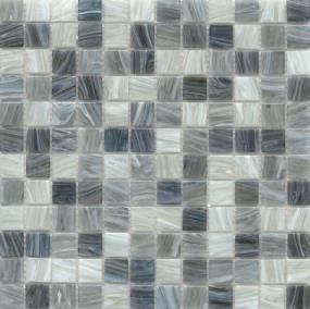 Swirl Glossy Glass 1X1 Mosaic On 12X12 - Fog Swatch