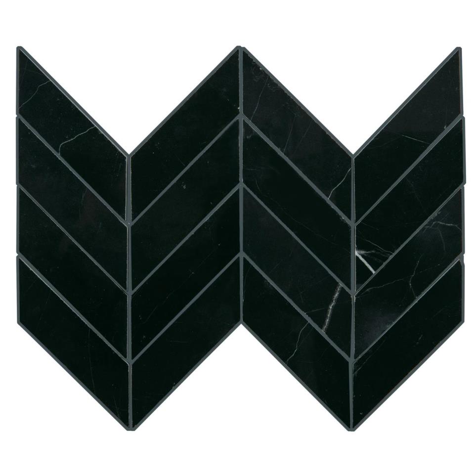 Pietra Divina Chevron Mm 14X14 Straight Edge Pl by Bel Terra - Nero Marquina Polished