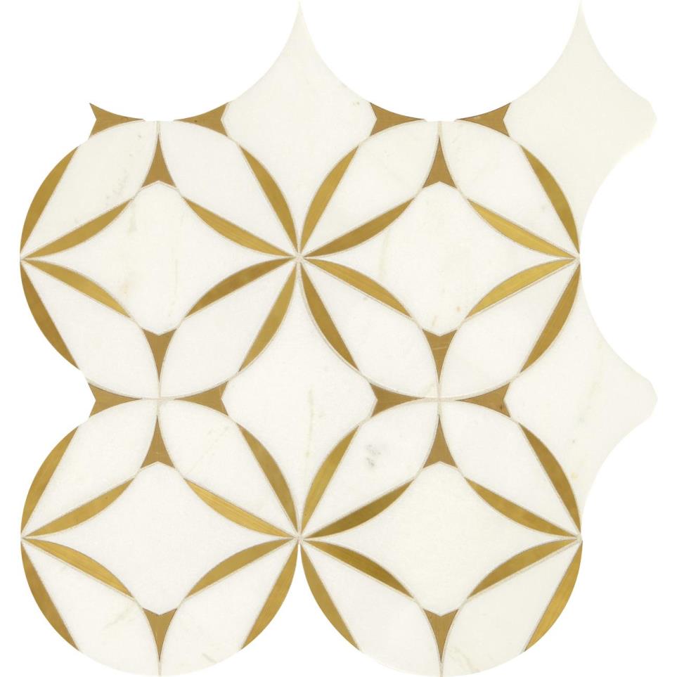 Lavaliere Blossom 8X8 Mm 8X8 Straight Edge Pl by Bel Terra - Thassos White/ Brass Polished