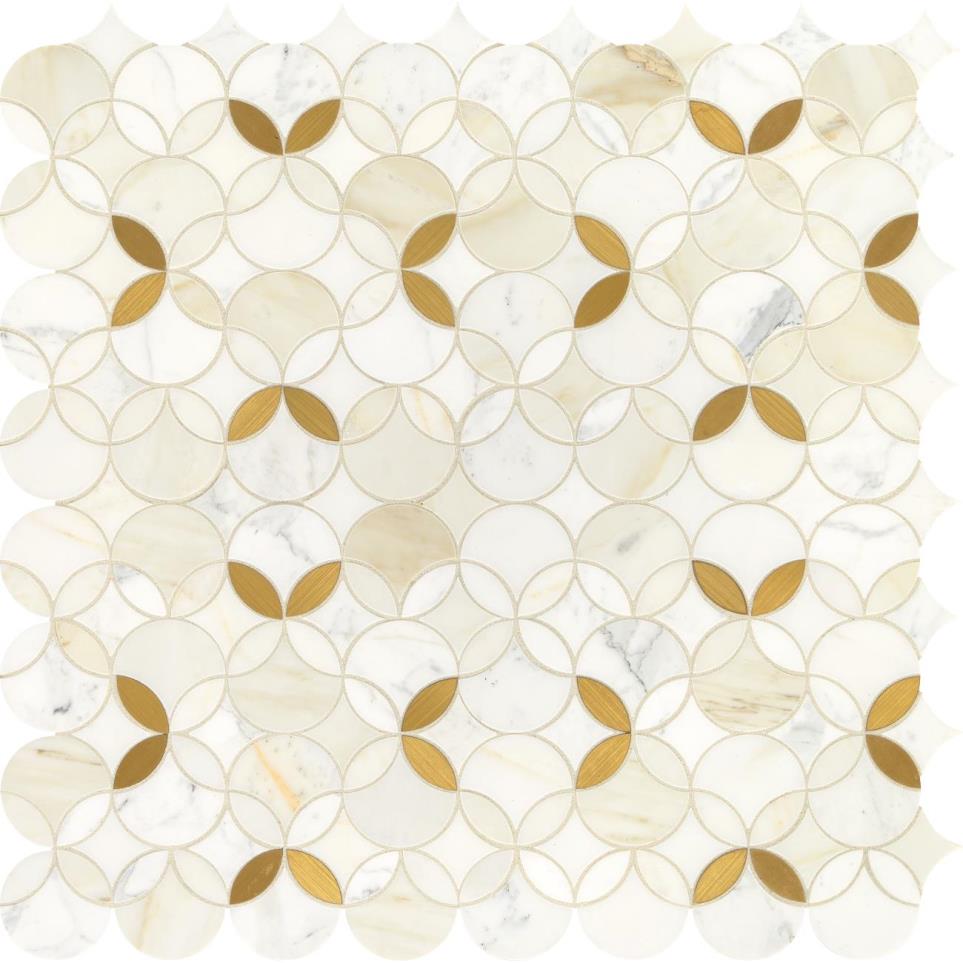 Lavaliere Shapestry Mm 12X12 Straight Edge Pl by Bel Terra - Calacatta Gold/ Brass Polished