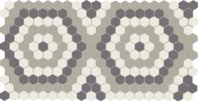 Unglazed Mosaics Hexagon 1X1 Dm 12X21 Mt - Ice White/Black/Light Smoke Matte Swatch