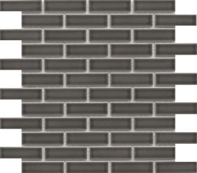 Savvy Glossy 1X3 Offset Mosaic 11X12 - Pewter Swatch