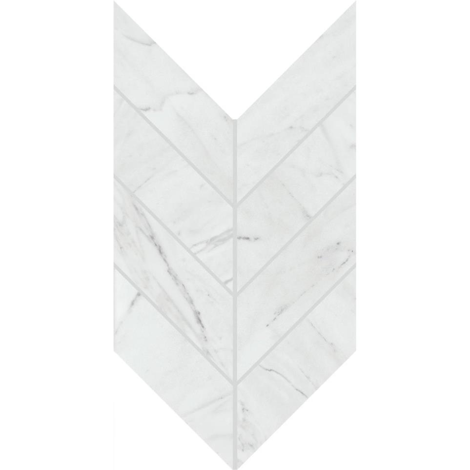 Marble Attache Lavish Chevron 2X5 Mm 7X14 Pl by Bel Terra - Diamond Carrara Polished