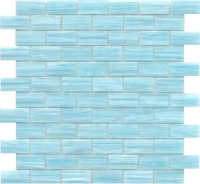 Swirl Glossy Glass 1X2 Offset Mosaic On 12X12 - Sky Swatch