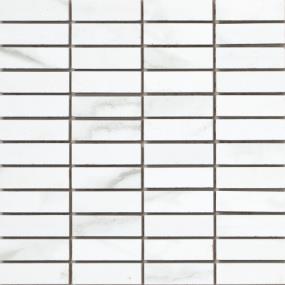 Visconde Matte 1X3 Stacked Mosaic On 12X12 - Silver Swatch