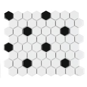 Color Wheel Mosaic Hexagon 1.5 Mm 12X14 Mt Pattern - Arctic White/Black Matte Matte Swatch