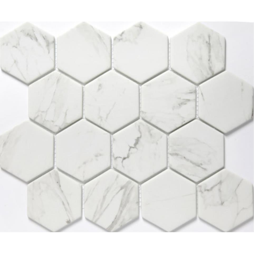 Echo 3Inch Hex Mosaic 10X12 by Emser Tile, LLC - Calacata
