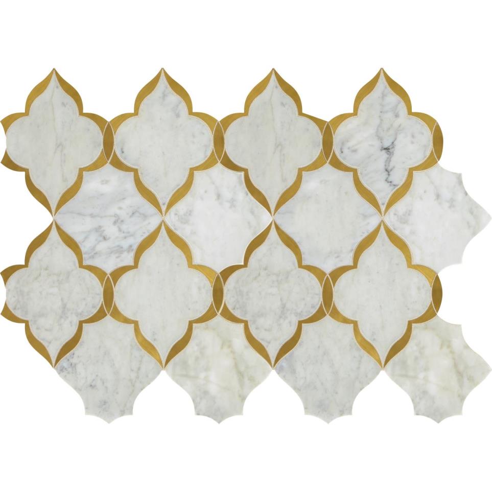 Lavaliere Kapali Mm 13X9 Straight Edge Pl by Bel Terra - Carrara White/ Brass Polished