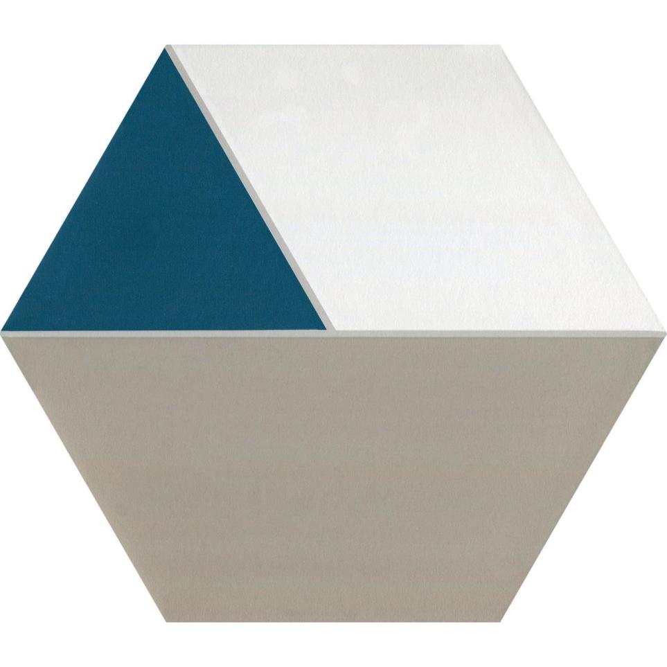 Bee Hive Medley Hexagon Multiplex Blue/Taupe 8 1/2X10 Mt Grp2 by Bel Terra - Multiplex Blue/Taupe Matte