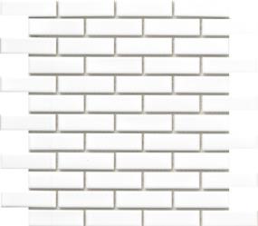 Savvy Glossy 1X3 Offset Mosaic 11X12 - White Swatch