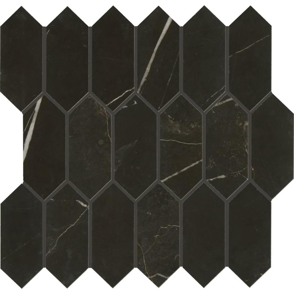 Marble Attache Linear Hexagon 2X5 Mm 12X13 Mt by Bel Terra - Nero Matte