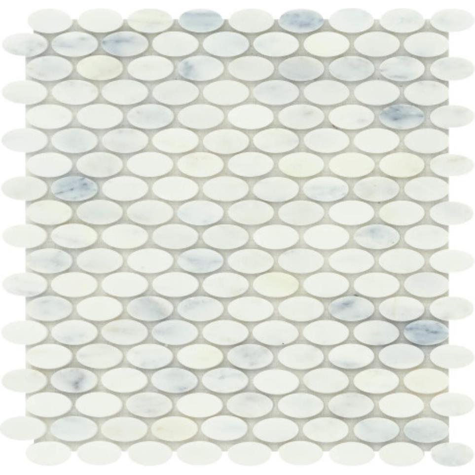 Marble Polished Oval Mosaic 12X12 by Emser Tile, LLC - Winter Frost