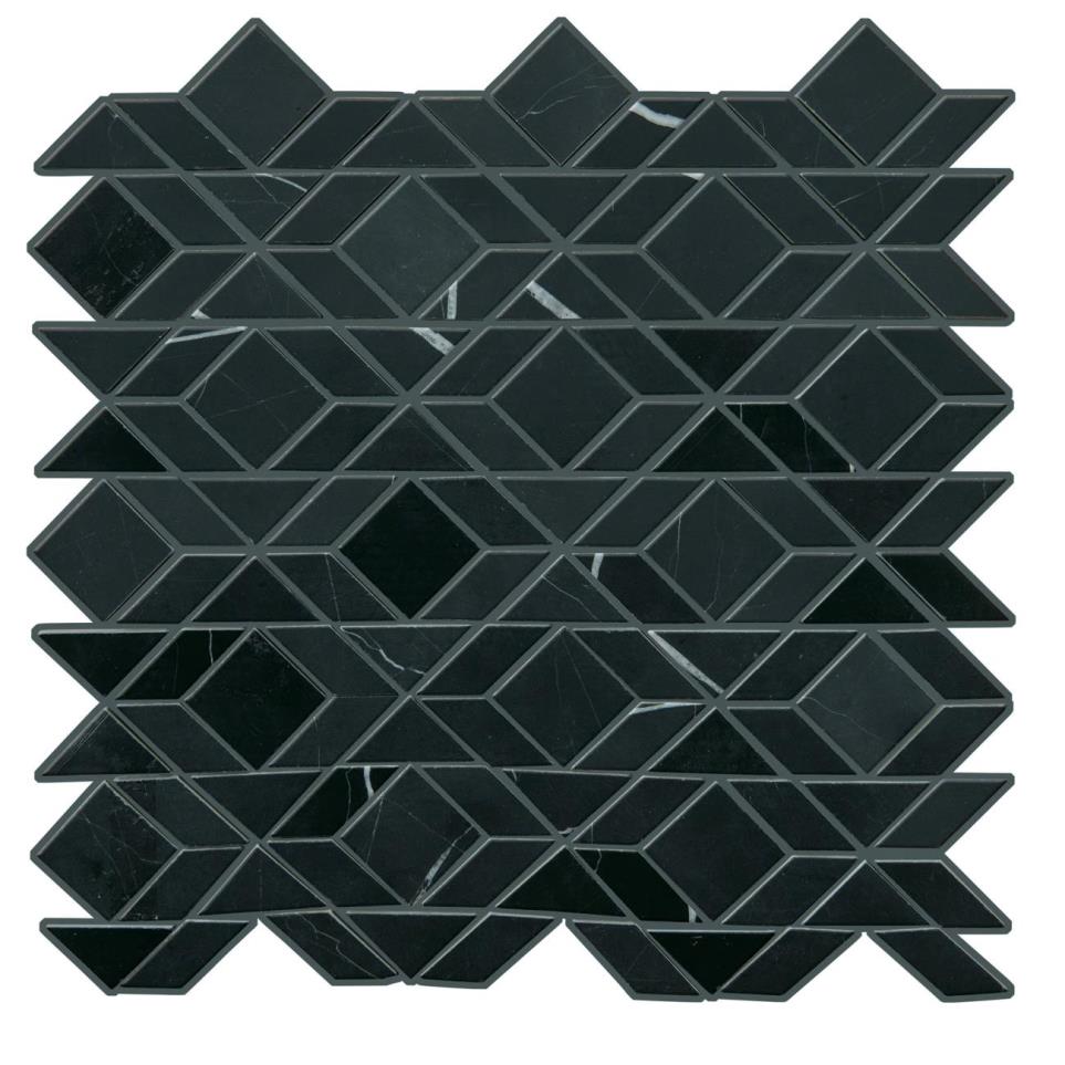 Pietra Divina Triangle 2 Mm 12X12 Straight Edge Mx by Bel Terra - Nero Marquina Mixed