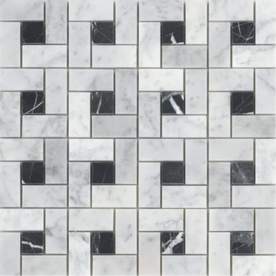 Marble Honed Pinwheel Pattern Mosaic 12X12 by Emser Tile, LLC - Black