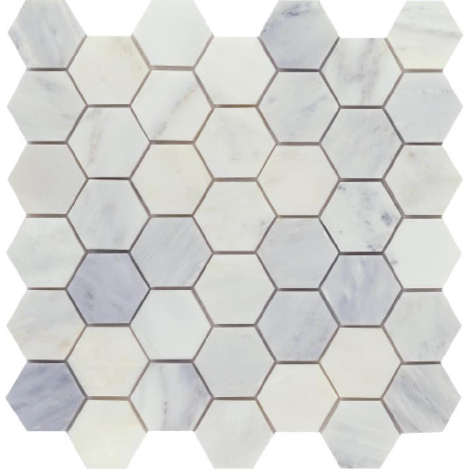 Marble Hex Mix Mosaic 12X12 by Emser Tile, LLC - Winter Frost