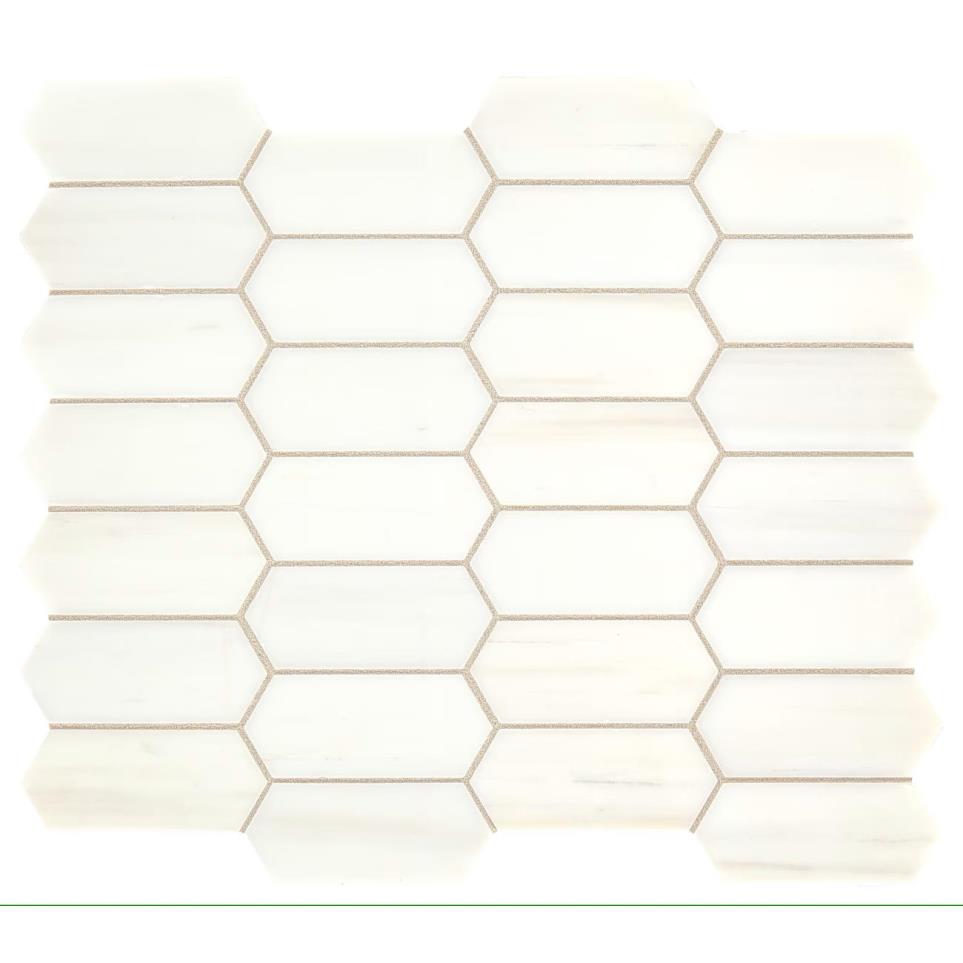 Marble Elongated Hexagon 2X4 Mm 12X14 Straight Edge Hn by Bel Terra - Contempo White Honed