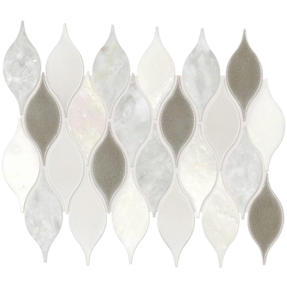 Decorative Accents Leaf 2X3 Mm 11X13 Straight Edge Pl by Daltile - Lumia Leaf White Polished