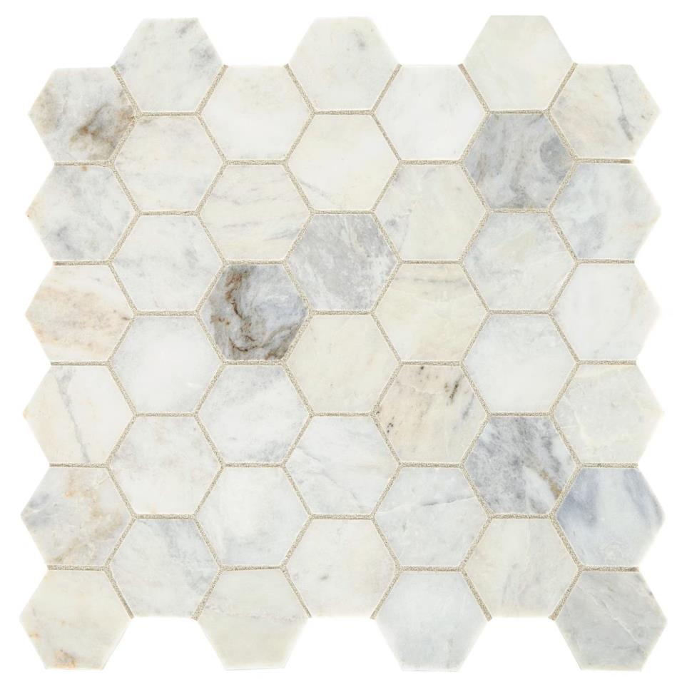 Marble Hexagon 2 Mm 13X12 Straight Edge Hn by Bel Terra - Daphne White Honed