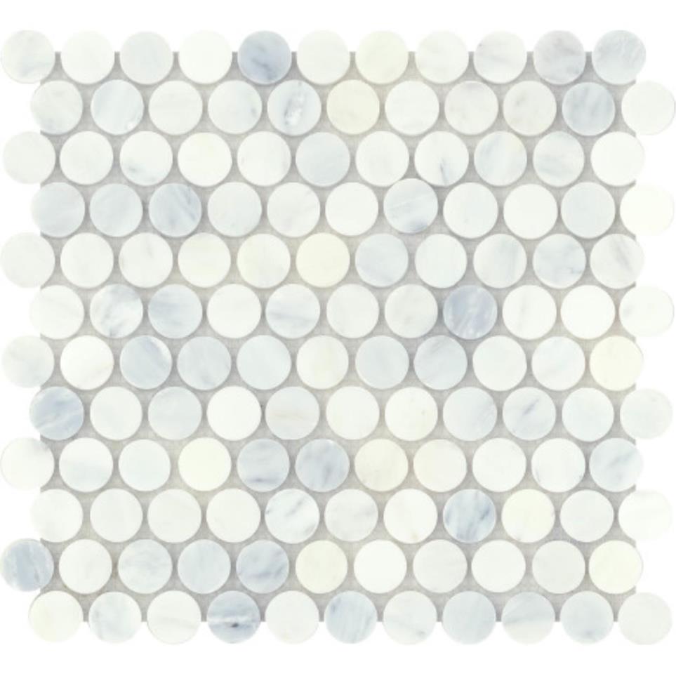 Marble Polished Penny Mosaic 12X12 by Emser Tile, LLC - Winter Frost