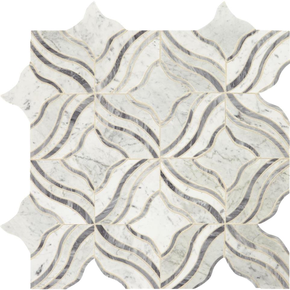 Lavaliere Melody Mm 11X11 Straight Edge Pl by Bel Terra - Carrara White/Bardiglio Polished