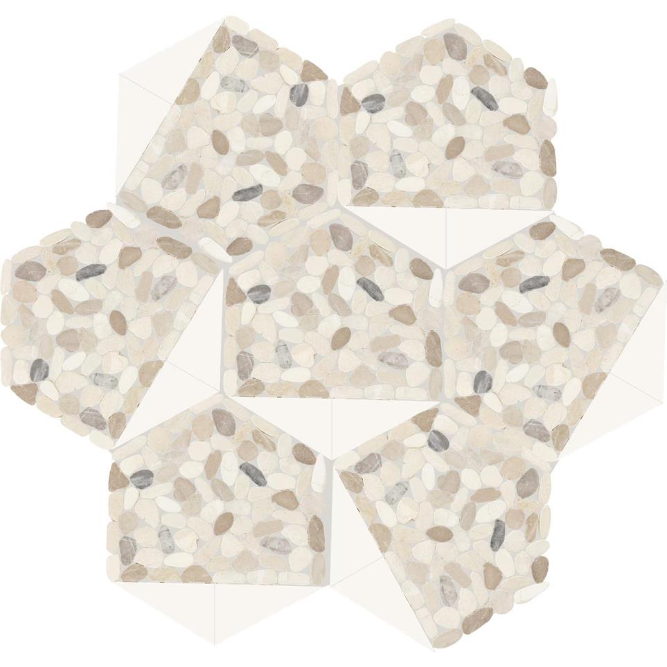 Pebble Oasis Tri-Hex Pebble Mm 12X10 Tm by Daltile - Seashell Tumbled