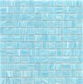 Swirl Glossy Glass 1X1 Mosaic On 12X12 - Sky Swatch